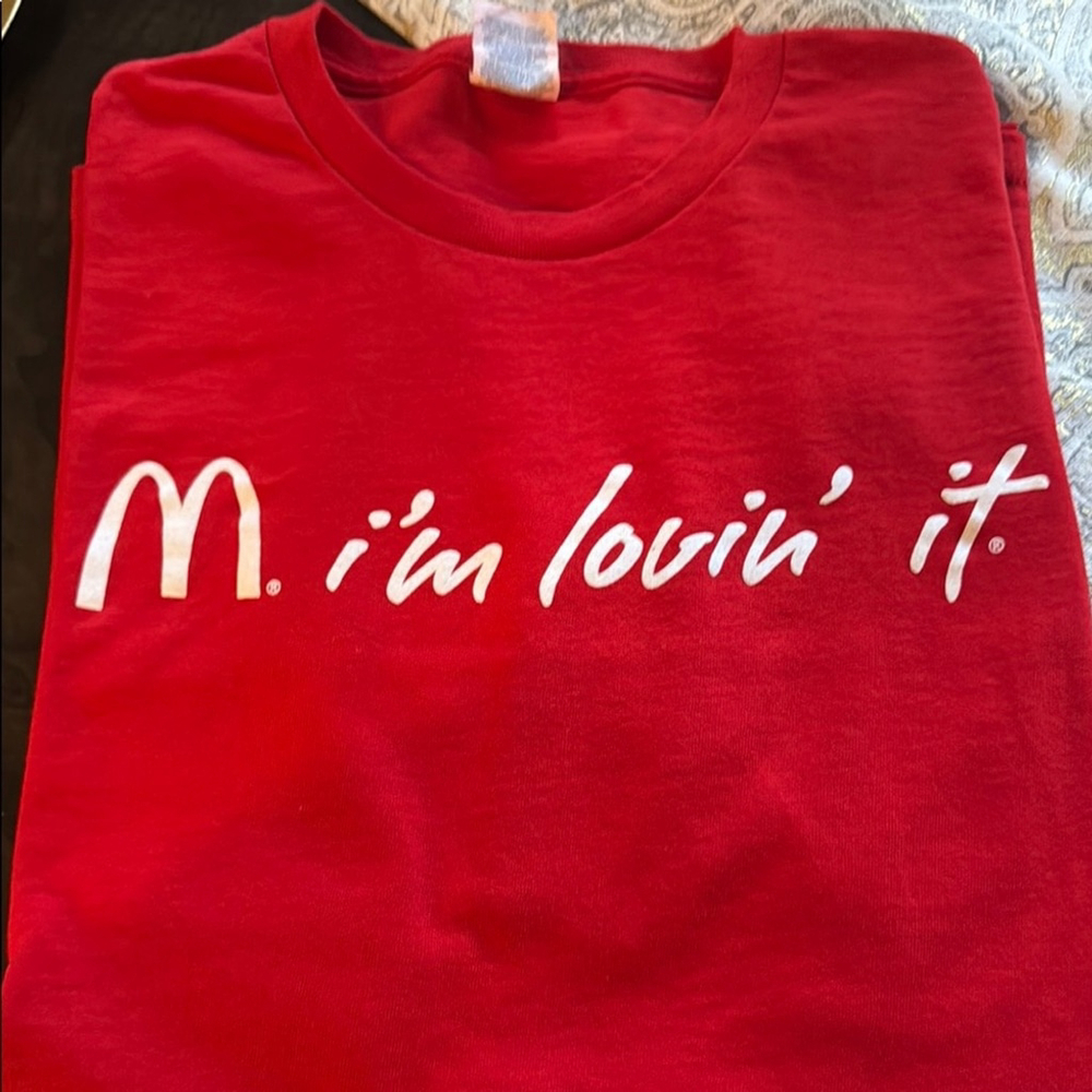 McDonald's I'm Lovin' it T Shirt T Red White Logo Size XL Y2K New Loving Tee SS